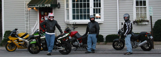 The gang in front of the Cannonball Pub